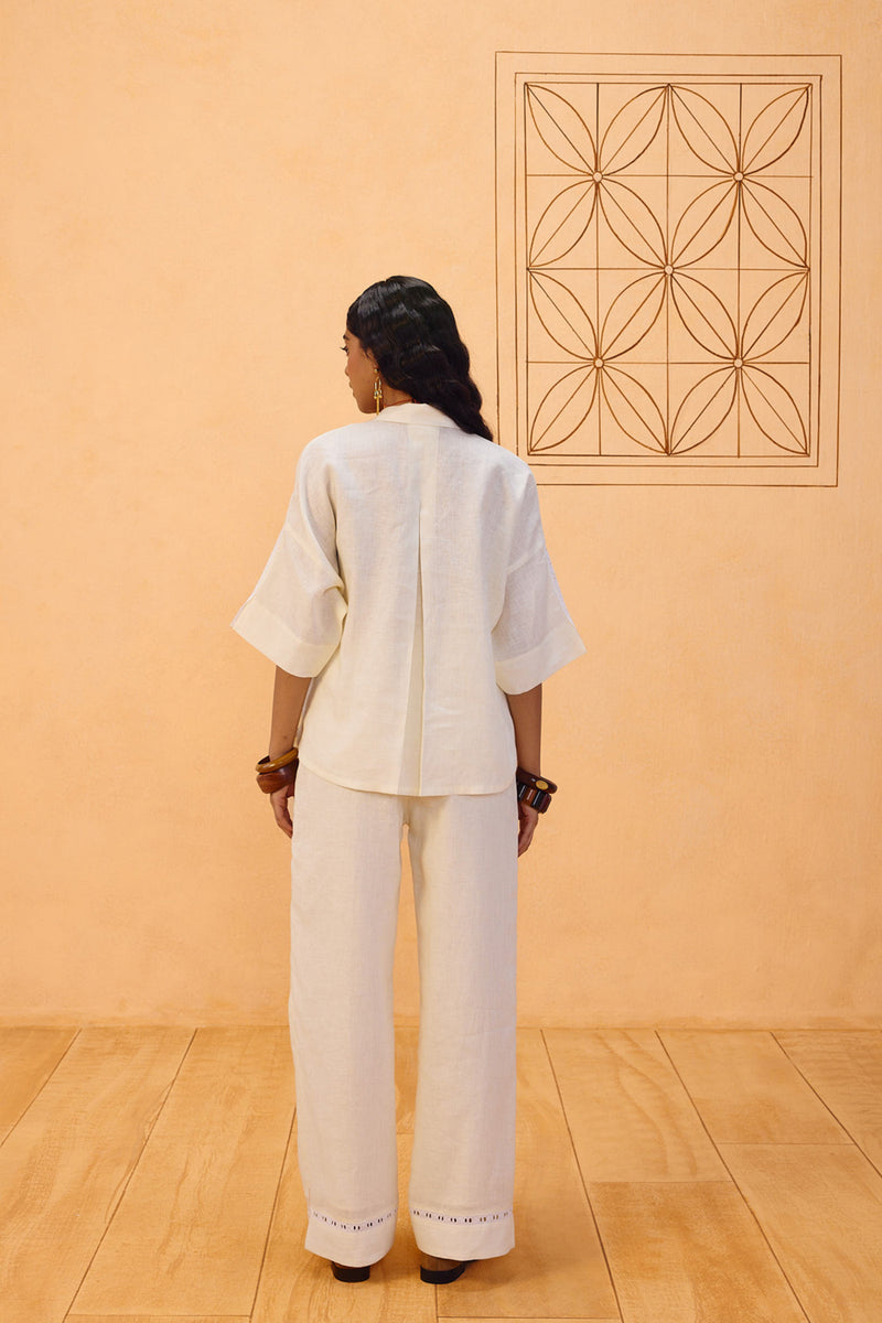 The Harmony Linen Shirt linen top/shirt by SUI in off-white for women Worldwide