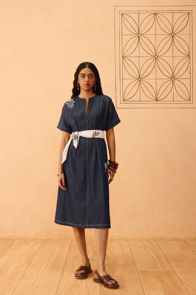 The Harmony Sustainable Denim Dress denim dress by SUI in blue for women Worldwide