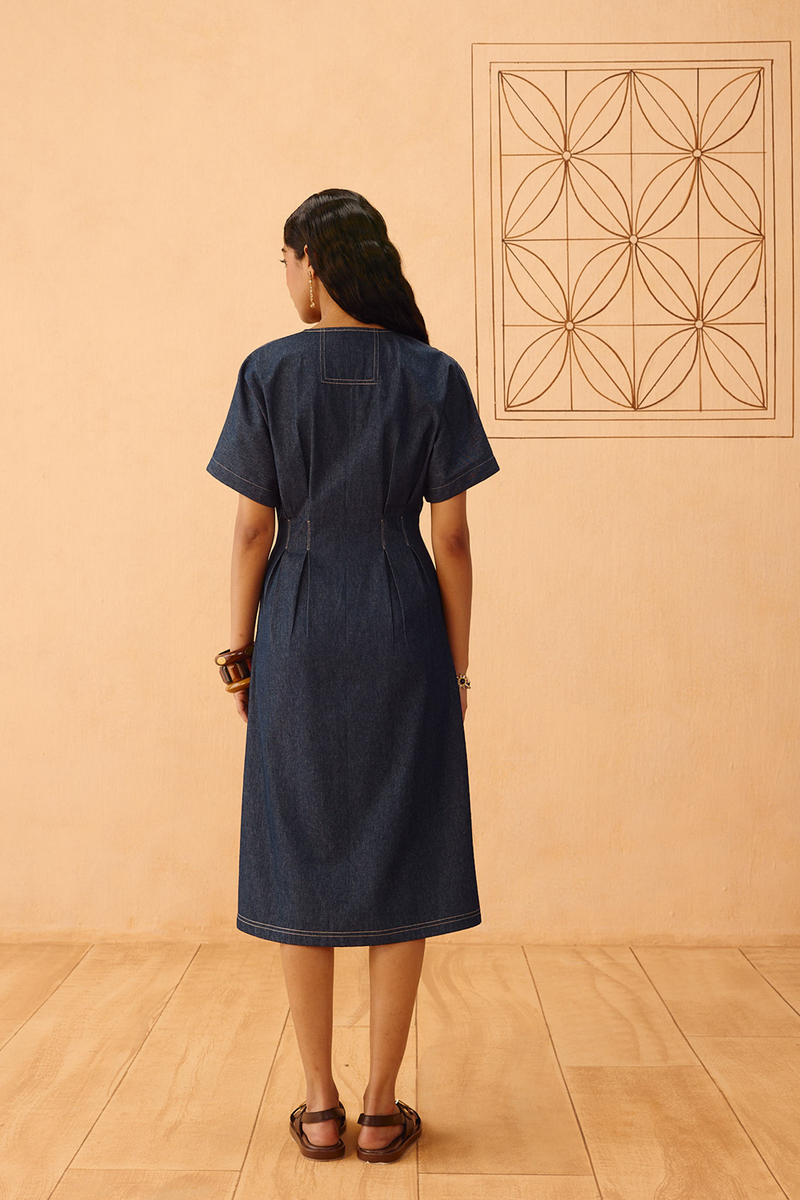 The Harmony Sustainable Denim Dress denim dress by SUI in blue for women Worldwide