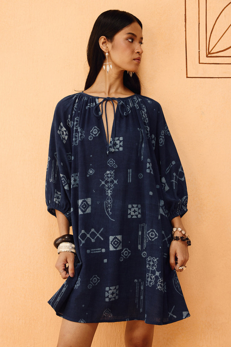 The Heirloom Handspun Handwoven Organic Cotton Dress organic cotton dress by SUI in indigo for women Worldwide