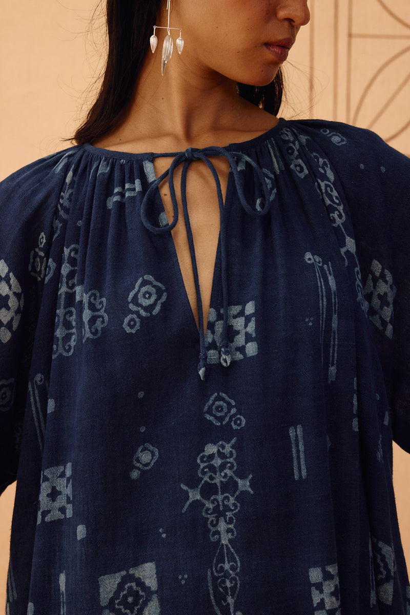 The Heirloom Handspun Handwoven Organic Cotton Dress organic cotton dress by SUI in indigo for women Worldwide