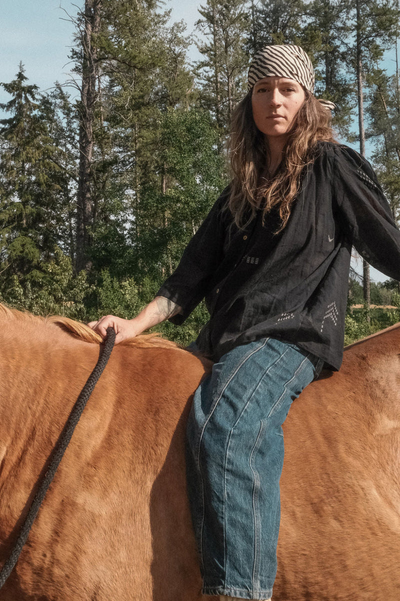 Mulholland Shirt — Honeycomb by World of Crow in black color for women Worldwide