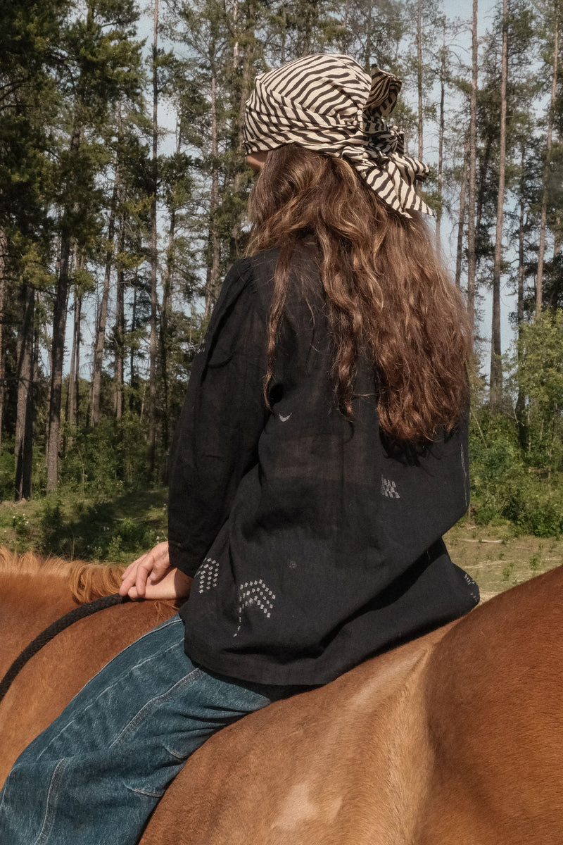 Mulholland Shirt — Honeycomb by World of Crow in black color for women Worldwide