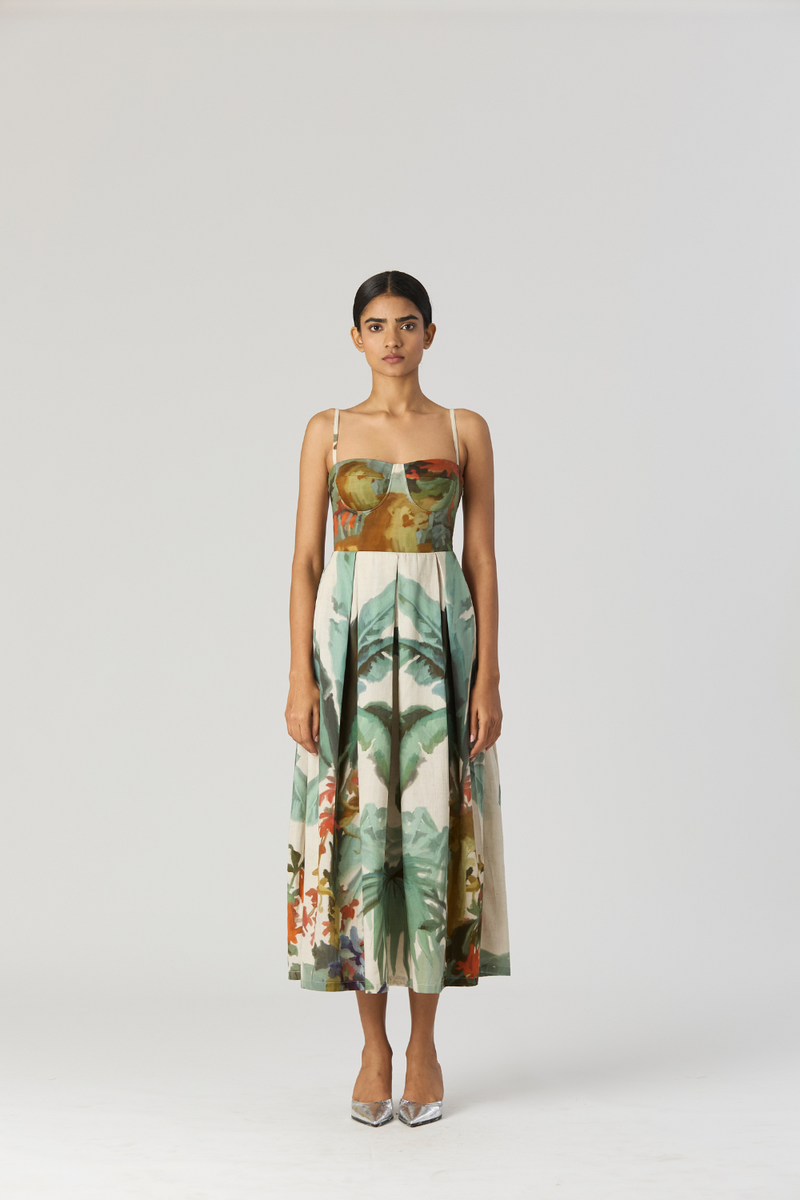 THE HUNT BRALETTE DRESS satin by Yam in green color for women Worldwide