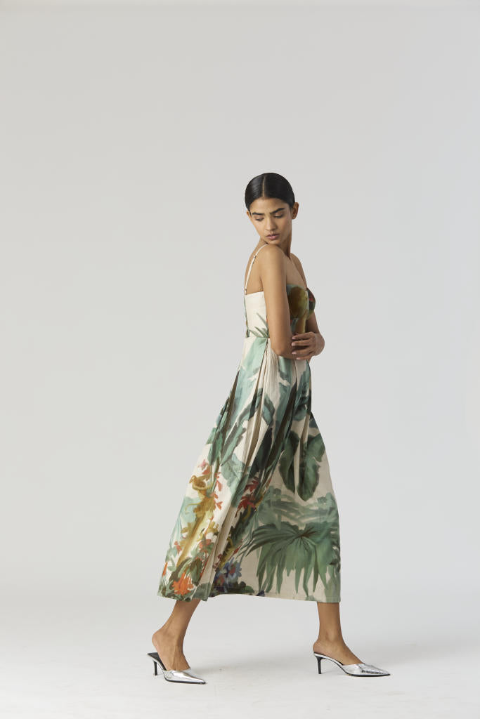 THE HUNT BRALETTE DRESS satin by Yam in green color for women Worldwide