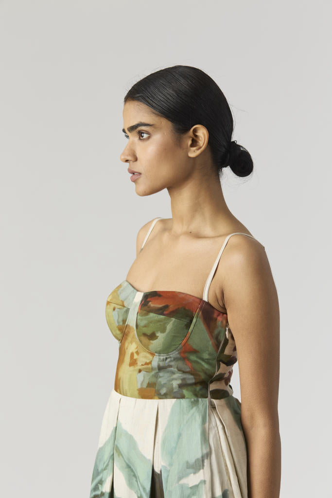 THE HUNT BRALETTE DRESS satin by Yam in green color for women Worldwide