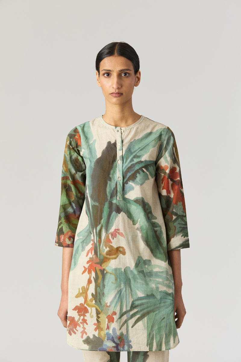 THE HUNT SHORT KURTA SET cotton by Yam in green color for women Worldwide
