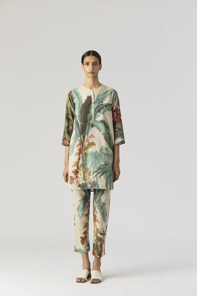 THE HUNT SHORT KURTA SET cotton by Yam in green color for women Worldwide