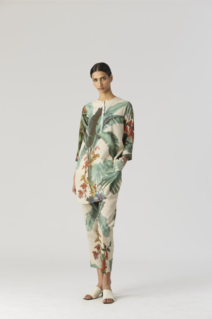 THE HUNT SHORT KURTA SET cotton by Yam in green color for women Worldwide