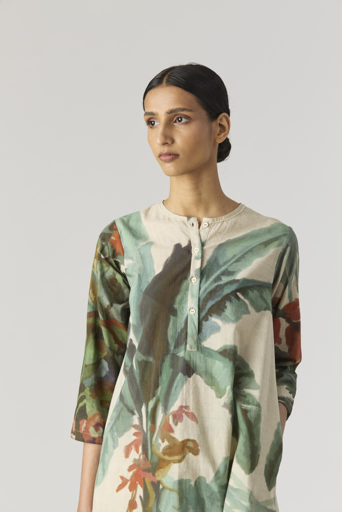 THE HUNT SHORT KURTA SET cotton by Yam in green color for women Worldwide