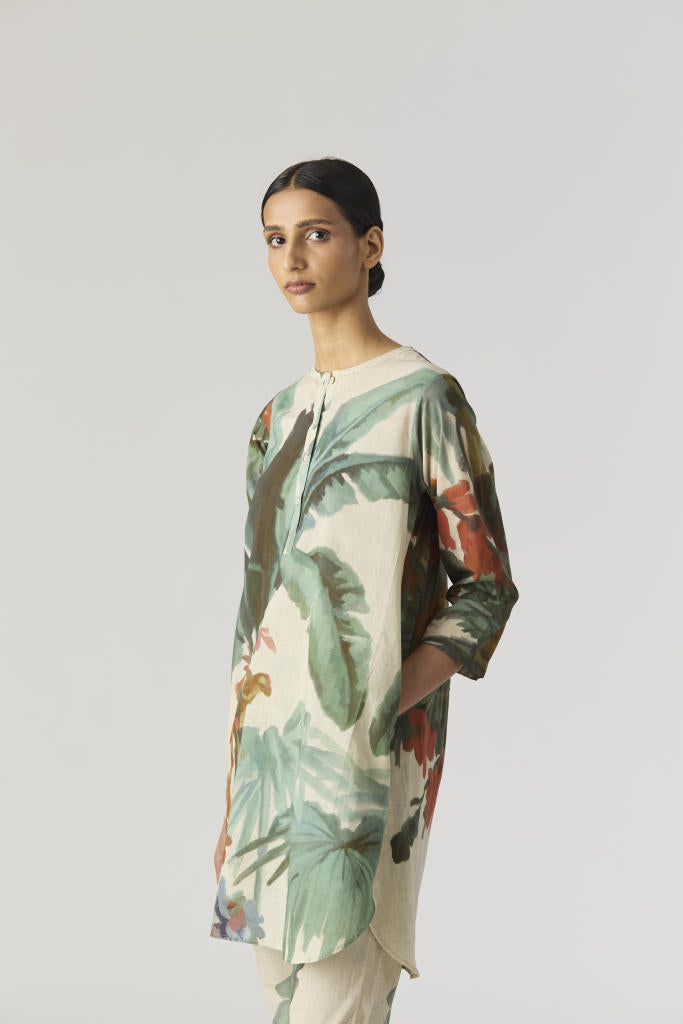 THE HUNT SHORT KURTA SET cotton by Yam in green color for women Worldwide