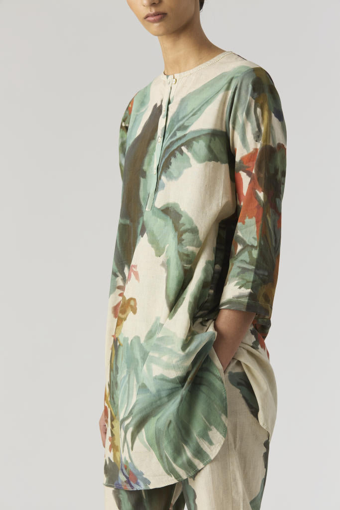 THE HUNT SHORT KURTA SET cotton by Yam in green color for women Worldwide