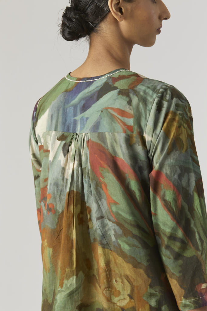 THE HUNT SHORT KURTA SET cotton by Yam in green color for women Worldwide