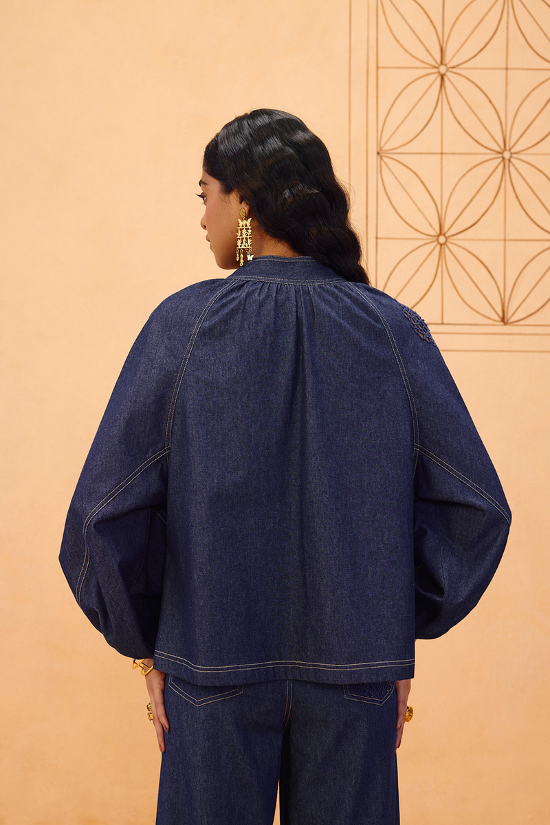 The Jaali Sustainable Denim Top denim top/shirt by SUI in blue for women Worldwide