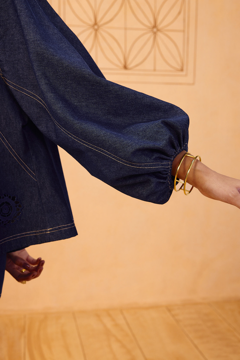 The Jaali Sustainable Denim Top denim top/shirt by SUI in blue for women Worldwide