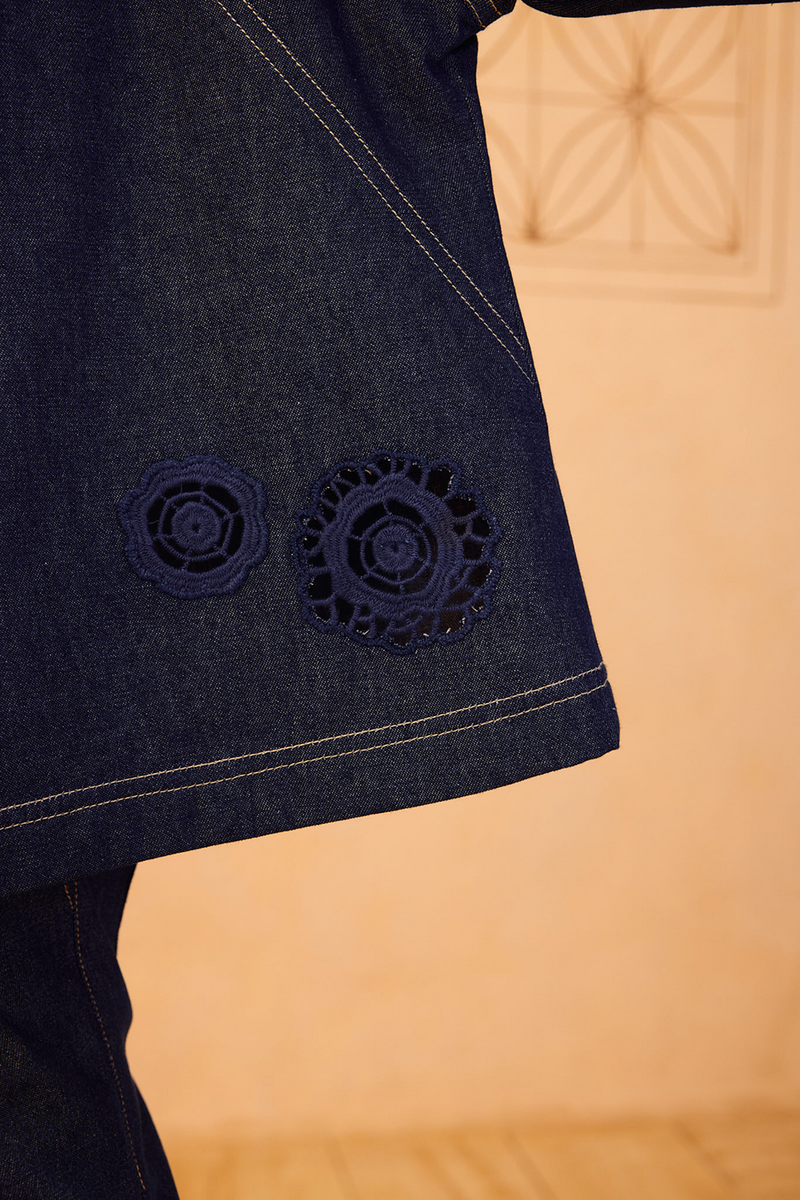 The Jaali Sustainable Denim Top denim top/shirt by SUI in blue for women Worldwide