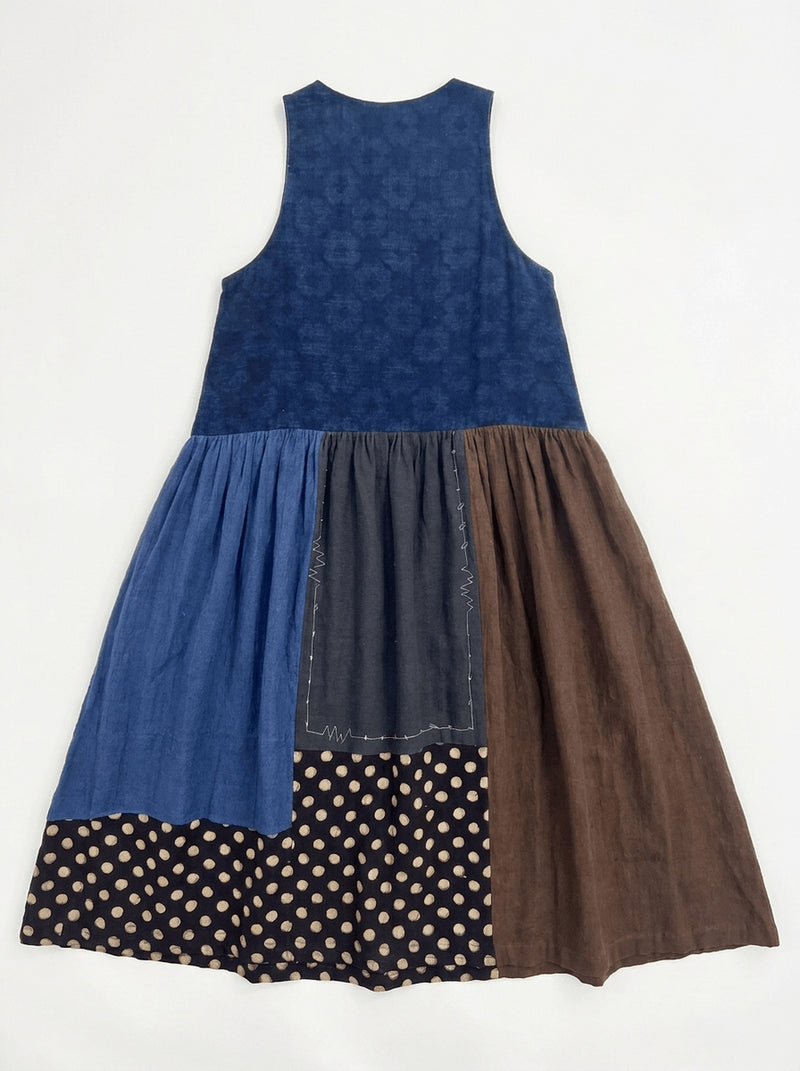 The Joan Dress-Dawn hand block printed &amp; hand-woven organic fabric dress by World of Crow in multi-color for women Worldwide