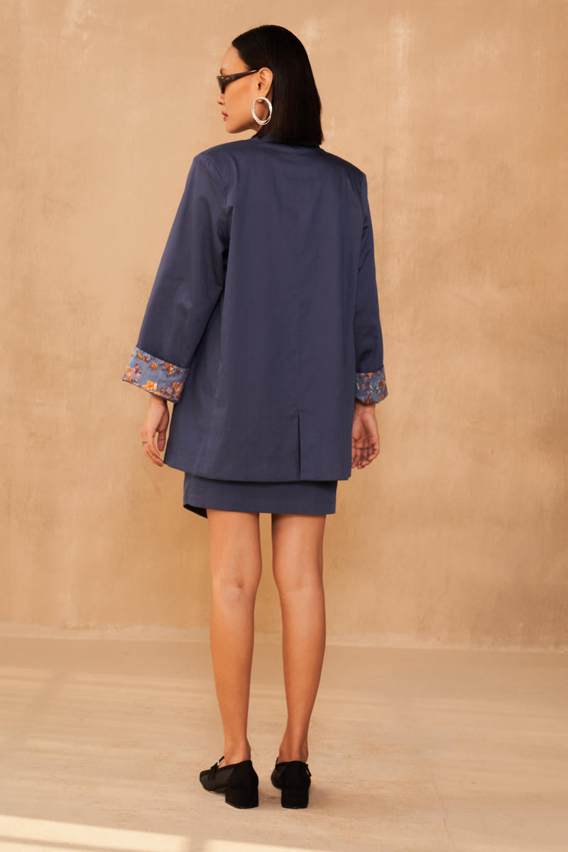 The Journey Organic Cotton Blazer satin by SUI in navy color for women Worldwide