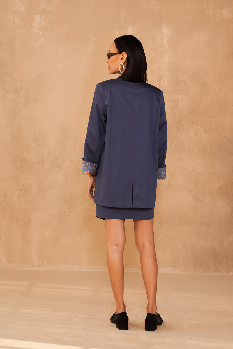 The Journey Organic Cotton Blazer satin by SUI in navy color for women Worldwide