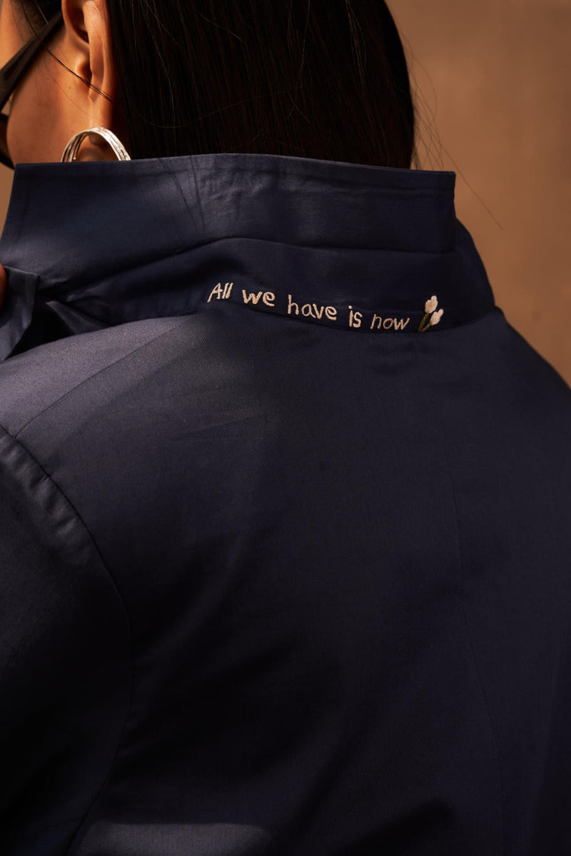 The Journey Organic Cotton Blazer satin by SUI in navy color for women Worldwide