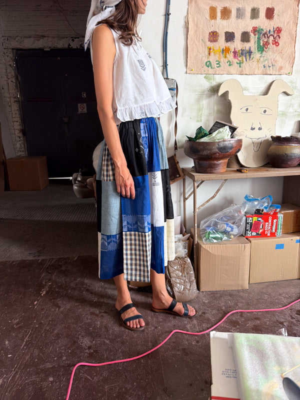 The Joy Skirt-Heritage Patchwork cotton skirt by World of Crow in multi-color for women Worldwide