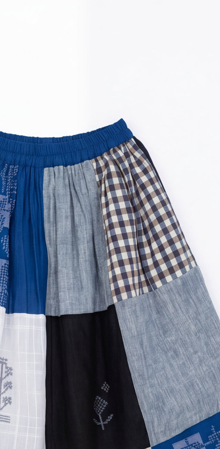 The Joy Skirt-Heritage Patchwork cotton skirt by World of Crow in multi-color for women Worldwide