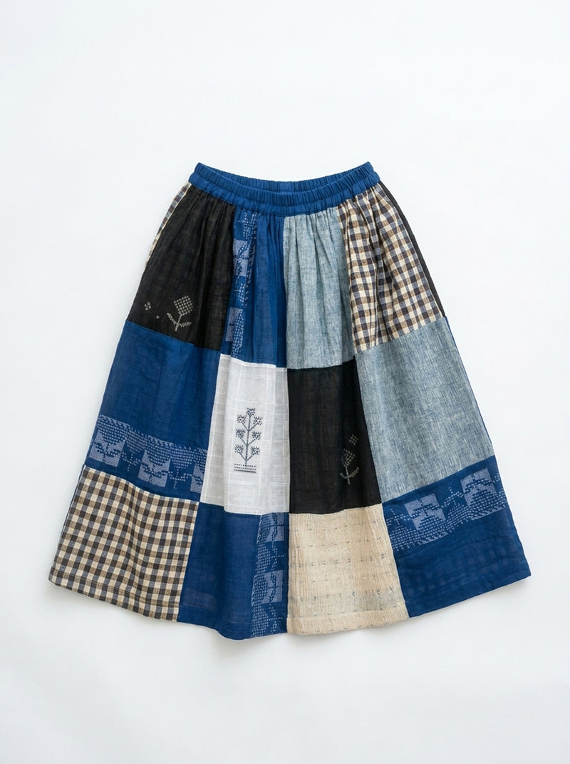 The Joy Skirt-Heritage Patchwork cotton skirt by World of Crow in multi-color for women Worldwide