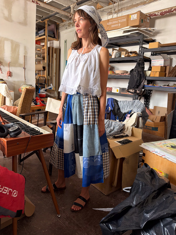 The Joy Skirt-Heritage Patchwork cotton skirt by World of Crow in multi-color for women Worldwide