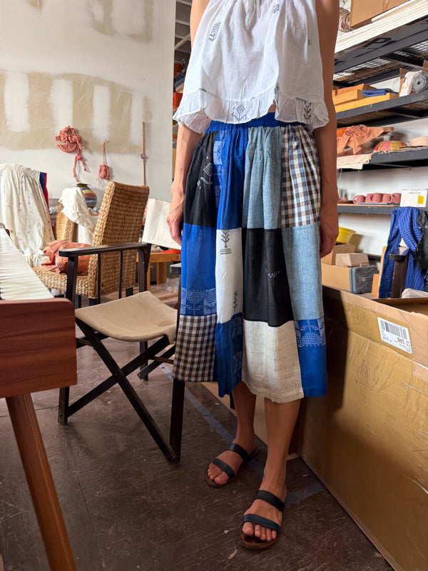 The Joy Skirt-Heritage Patchwork cotton skirt by World of Crow in multi-color for women Worldwide