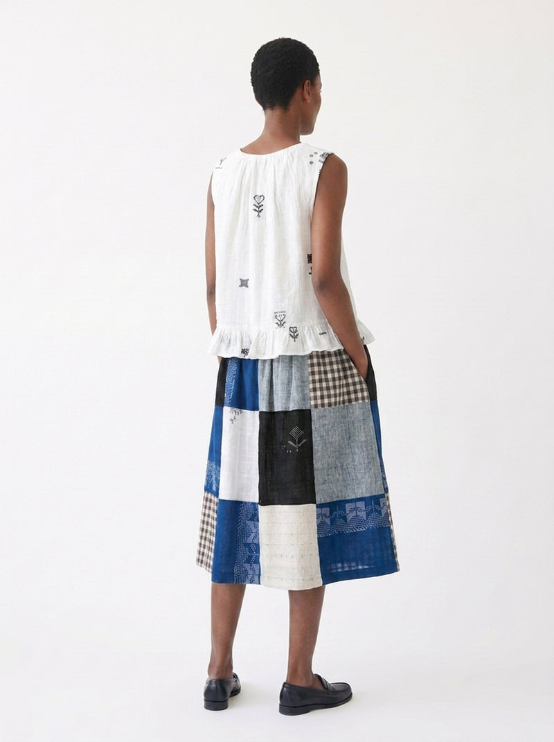 The Joy Skirt-Heritage Patchwork cotton skirt by World of Crow in multi-color for women Worldwide