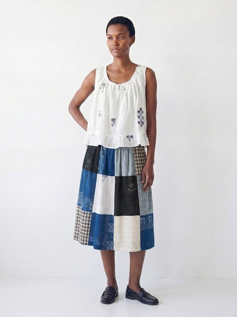 The Joy Skirt-Heritage Patchwork cotton skirt by World of Crow in multi-color for women Worldwide