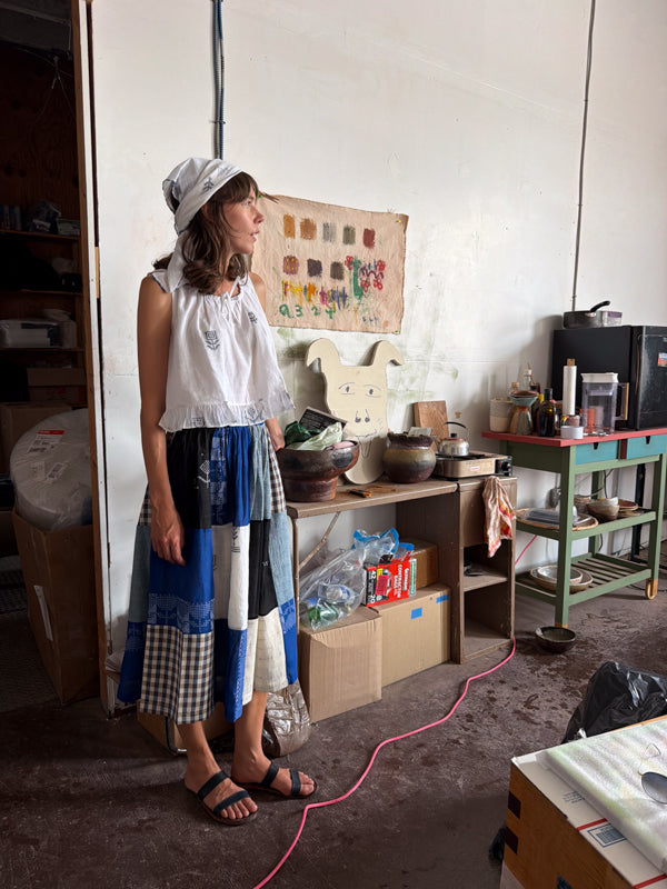 The Joy Skirt-Heritage Patchwork cotton skirt by World of Crow in multi-color for women Worldwide