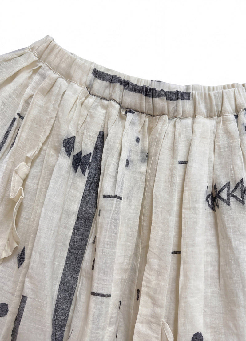 The Joy Skirt-Linear Jamdani Blend cotton jamdani skirt by World of Crow in off-white for women Worldwide