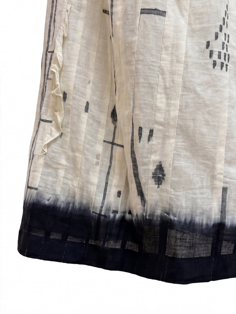 The Joy Skirt-Linear Jamdani Blend cotton jamdani skirt by World of Crow in off-white for women Worldwide