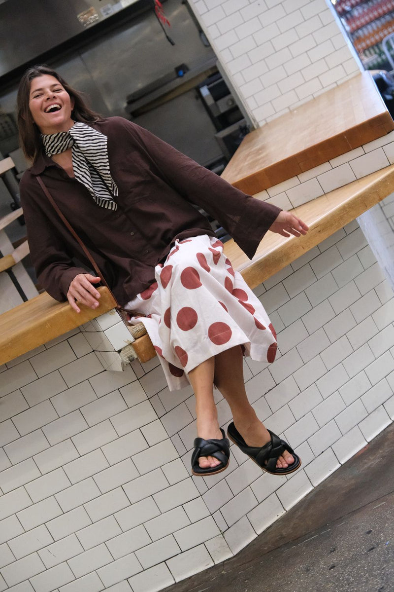 The Joy Skirt — Rust Polka cotton by World of Crow in multi color for women Worldwide