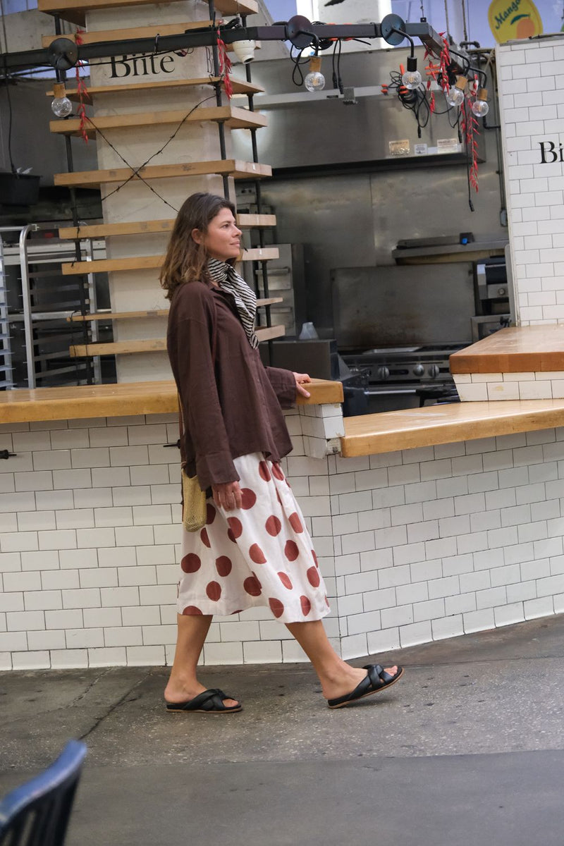 The Joy Skirt — Rust Polka cotton by World of Crow in multi color for women Worldwide