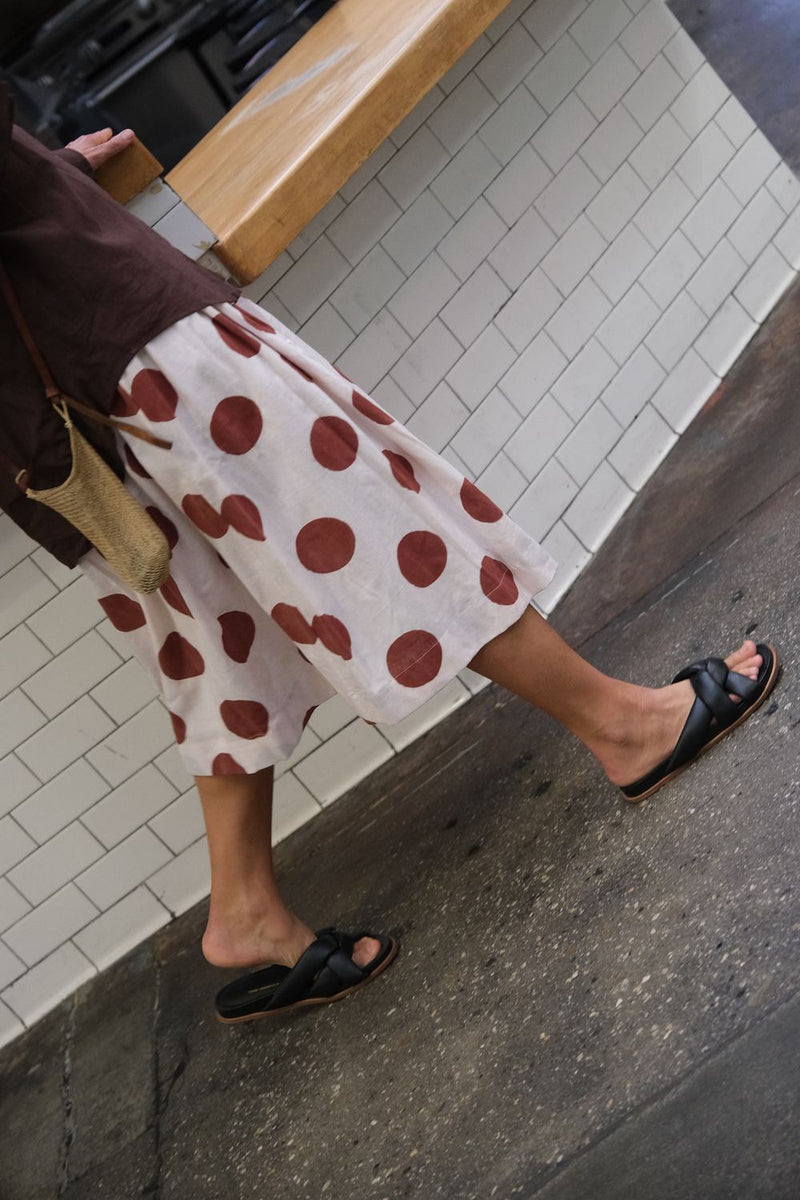 The Joy Skirt — Rust Polka cotton by World of Crow in multi color for women Worldwide