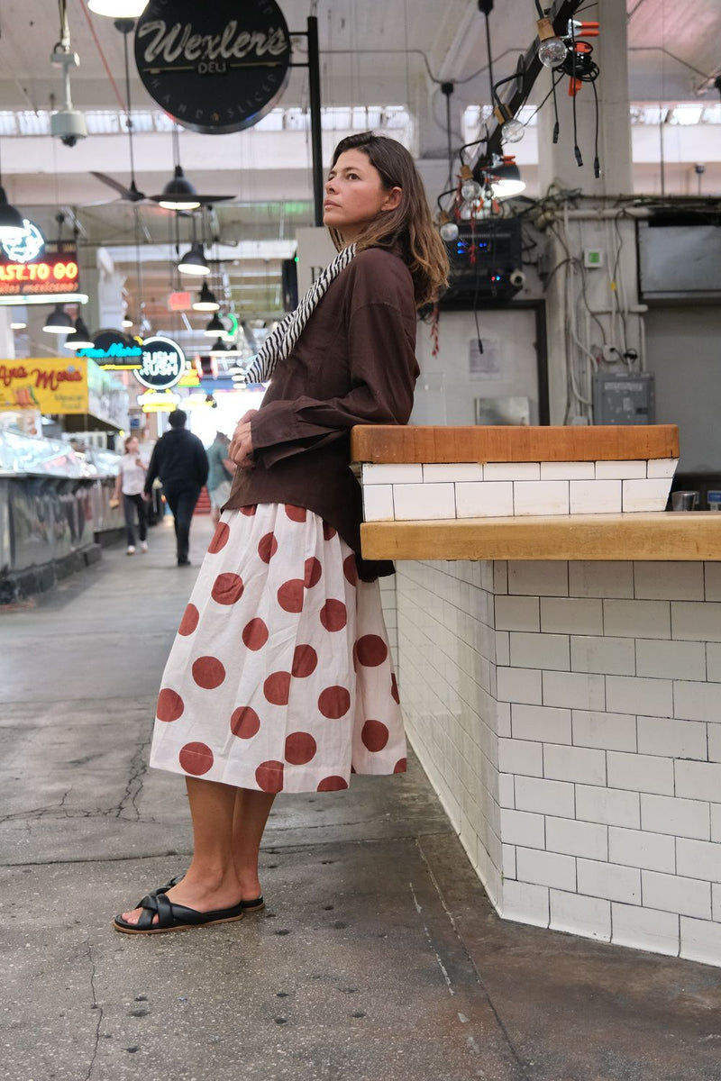 The Joy Skirt — Rust Polka cotton by World of Crow in multi color for women Worldwide
