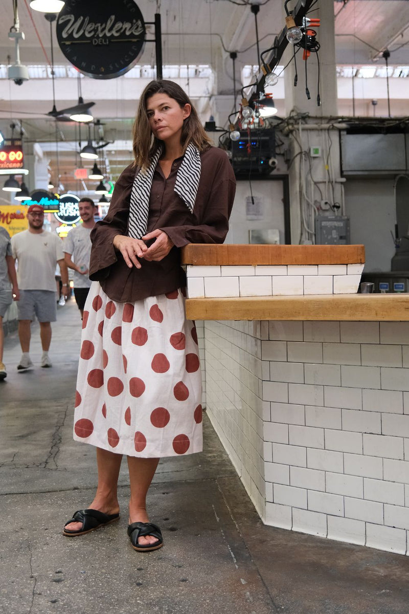 The Joy Skirt — Rust Polka cotton by World of Crow in multi color for women Worldwide