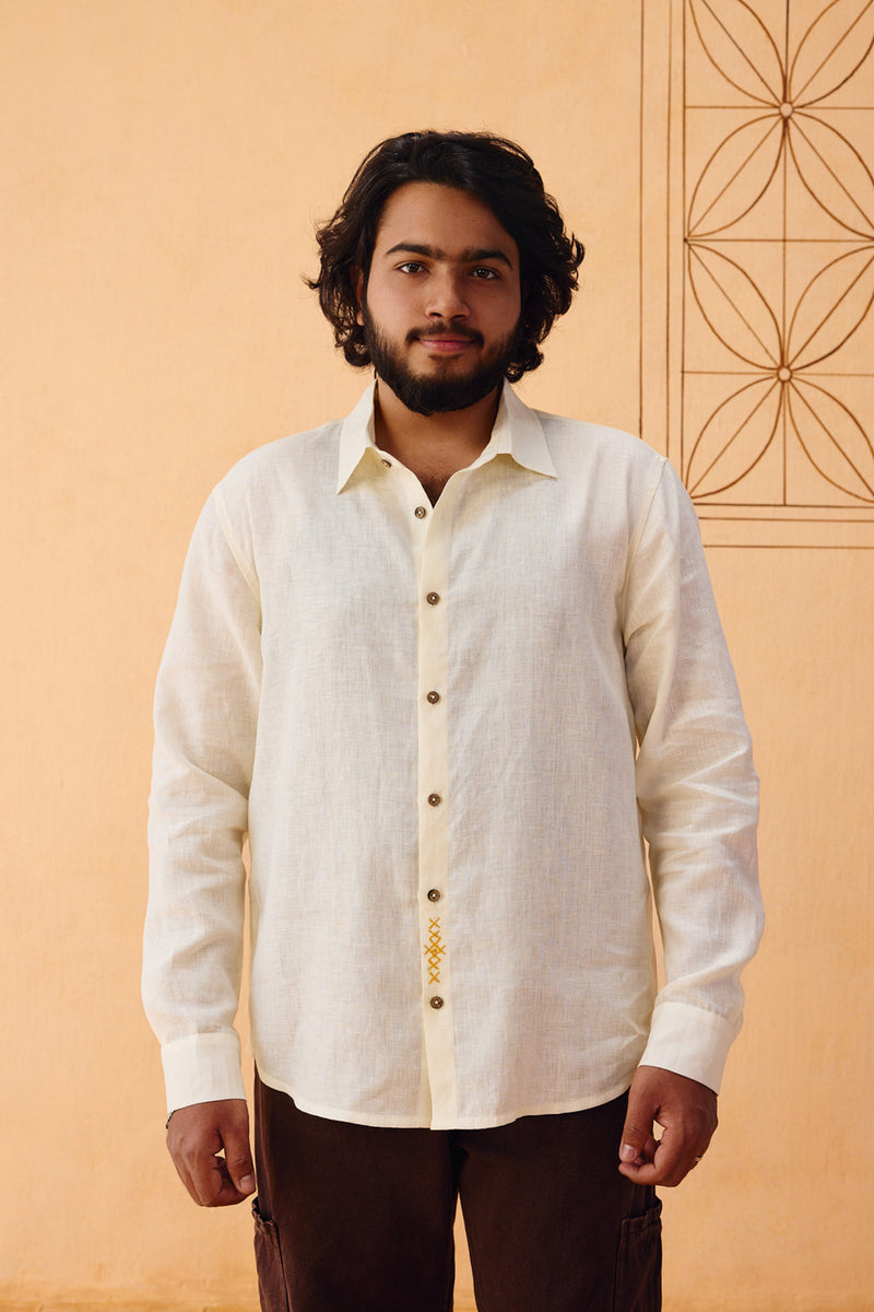The Keepsake Men's Linen Shirt linen top/shirt by SUI in off-white for women Worldwide