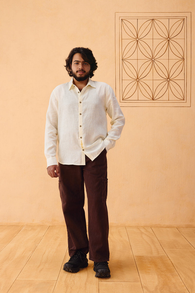 The Keepsake Men's Linen Shirt linen top/shirt by SUI in off-white for women Worldwide