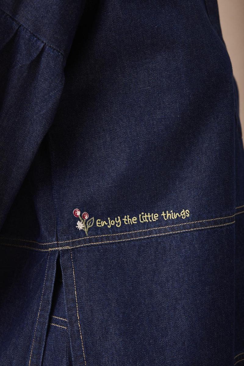 The Little Things Denim Blouse cotton by SUI in blue color for women Worldwide