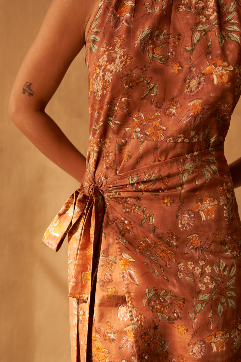 The Meadow Organic Cotton Wrap Dress satin by SUI in multi color for women Worldwide