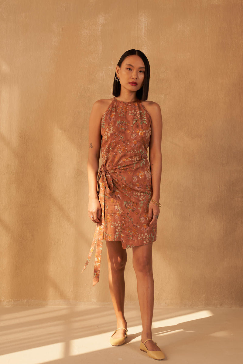 The Meadow Organic Cotton Wrap Dress satin by SUI in multi color for women Worldwide