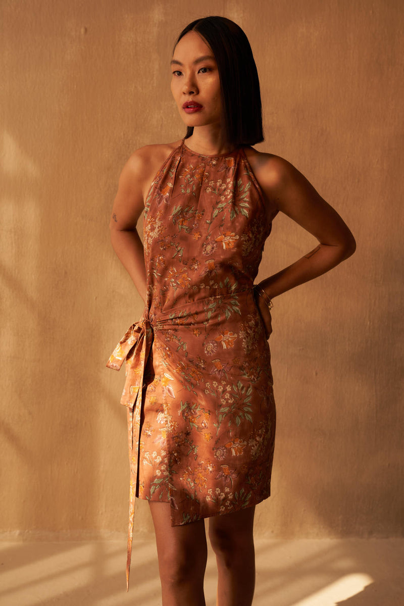 The Meadow Organic Cotton Wrap Dress satin by SUI in multi color for women Worldwide