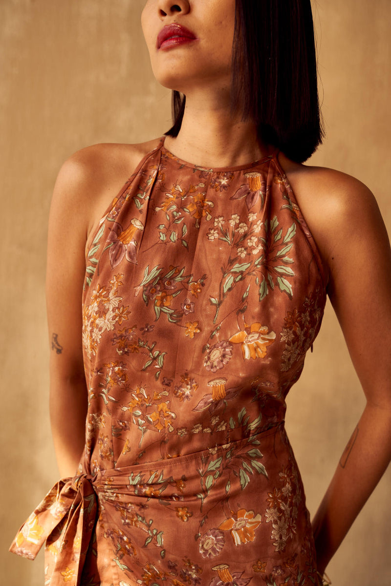 The Meadow Organic Cotton Wrap Dress satin by SUI in multi color for women Worldwide