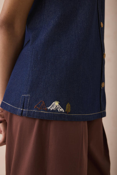 The Mountain Denim Sleevless Shirt