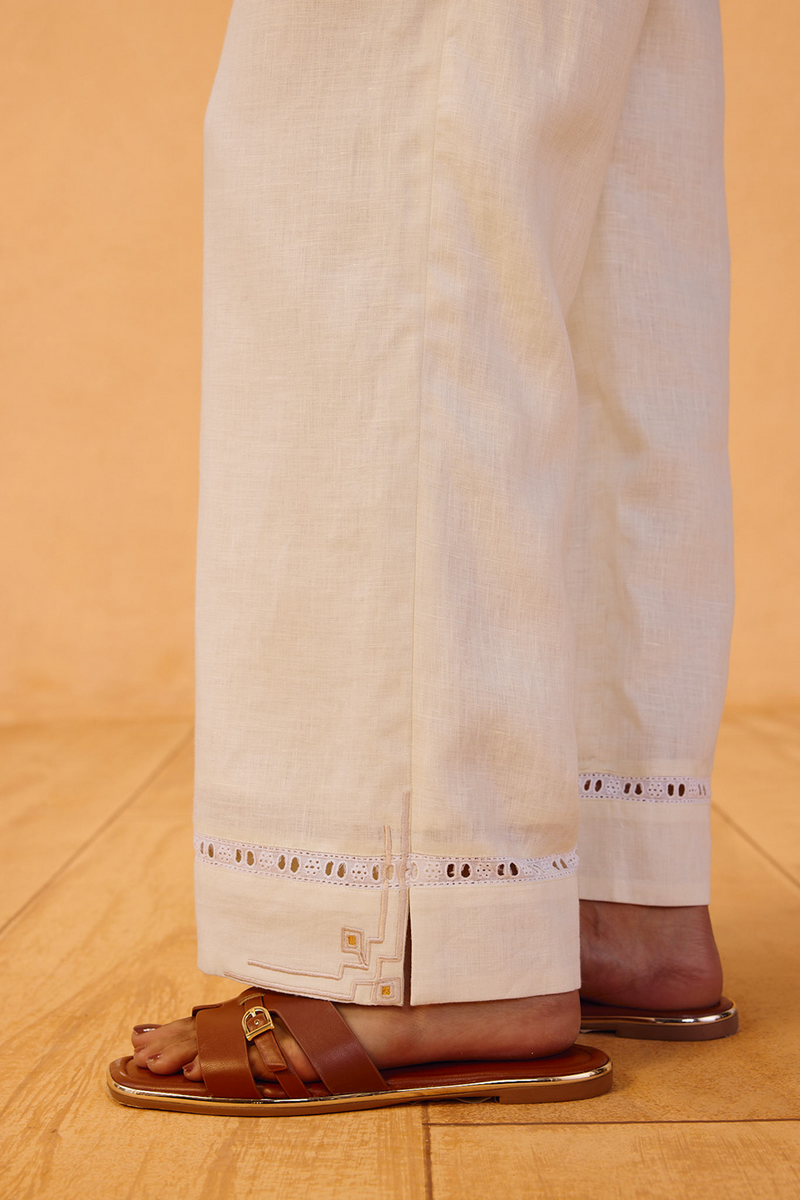 The Neev Linen Trousers 100% linen pant/trouser by SUI in off-white for women Worldwide