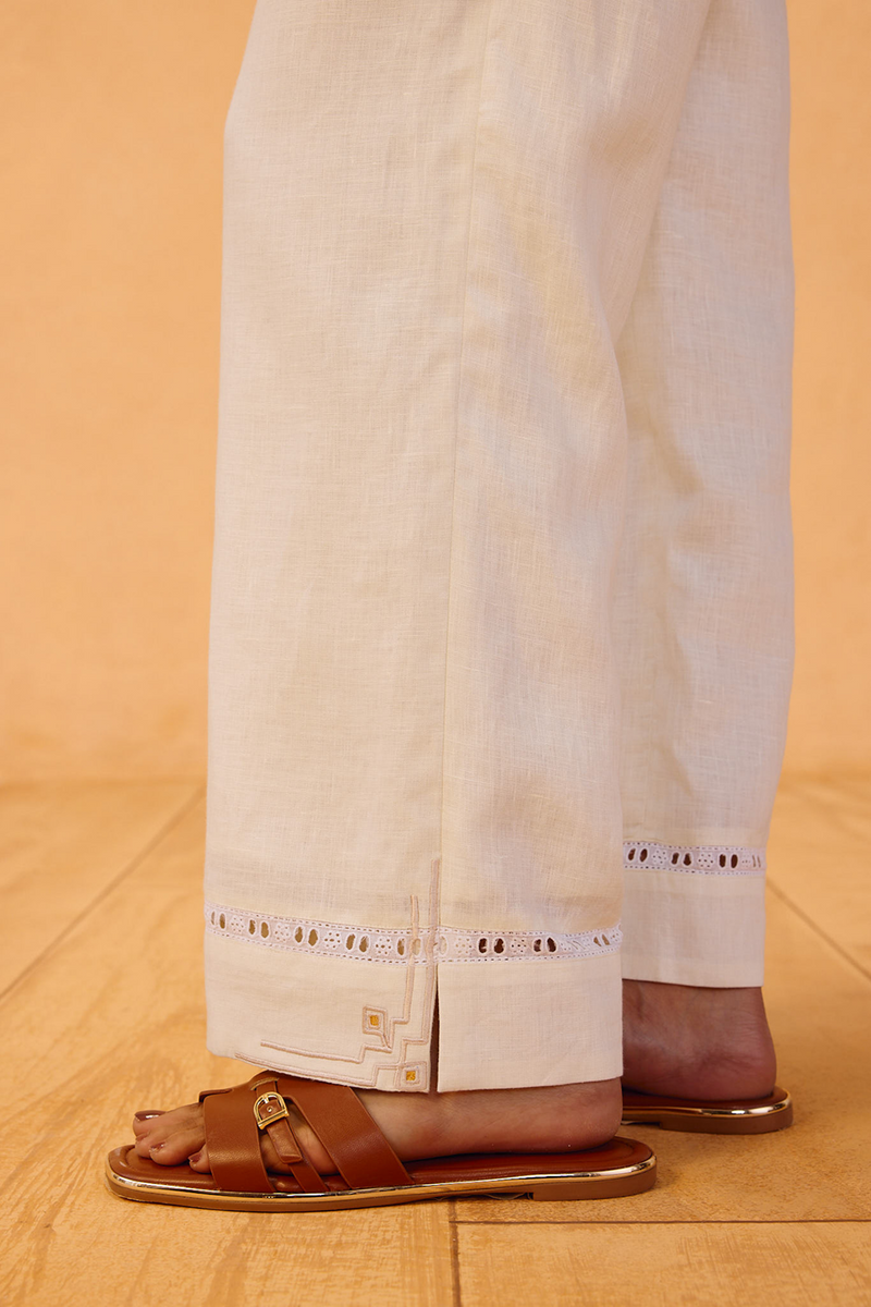 The Neev Linen Trousers 100% linen pant/trouser by SUI in off-white for women Worldwide
