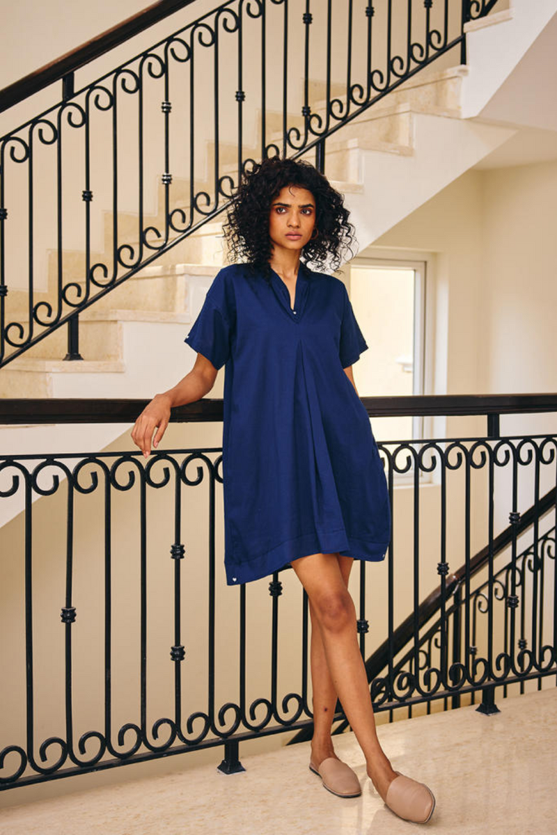 The Novelty Dress cotton by Khara Kapas in blue for women Worldwide
